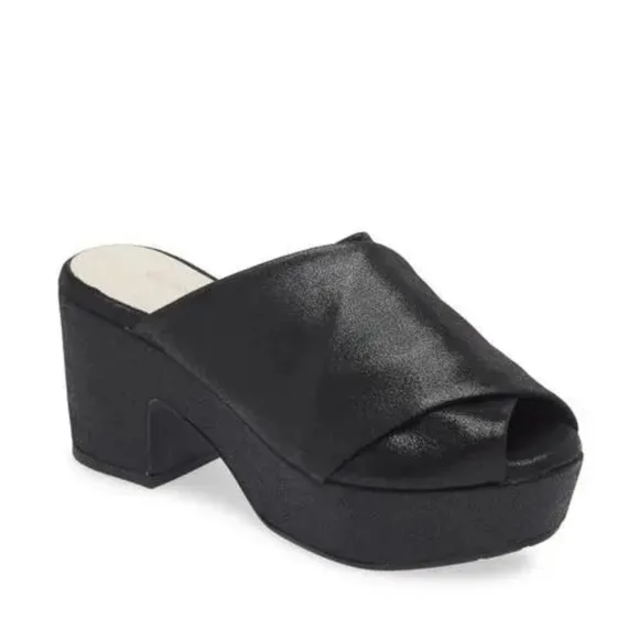 CHOCOLAT BLU CrissCross Platform Sandal Slide Black Shimmer NWOT Unworn 10 - Picture 8 of 14